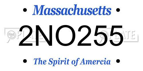 2NO255 Massachusetts License Plate