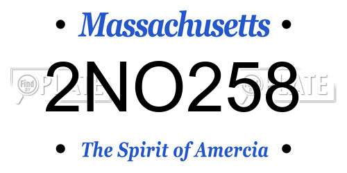 2NO258 Massachusetts License Plate