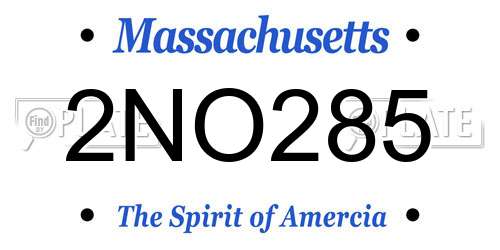 2NO285 Massachusetts License Plate