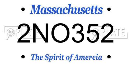 2NO352 Massachusetts License Plate