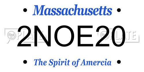 2NOE20 Massachusetts License Plate