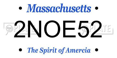 2NOE52 Massachusetts License Plate