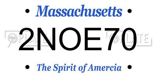 2NOE70 Massachusetts License Plate