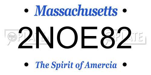 2NOE82 Massachusetts License Plate