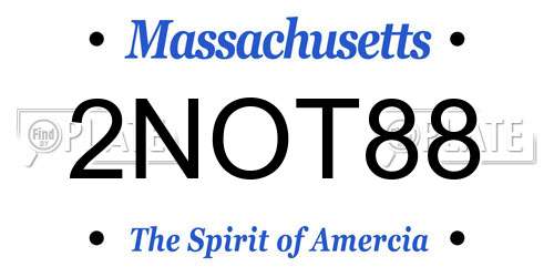 2NOT88 Massachusetts License Plate