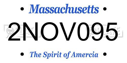 2NOV095 Massachusetts License Plate