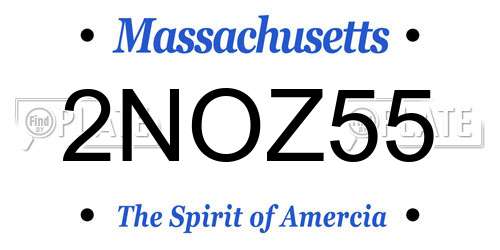 2NOZ55 Massachusetts License Plate