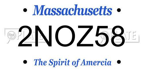 2NOZ58 Massachusetts License Plate
