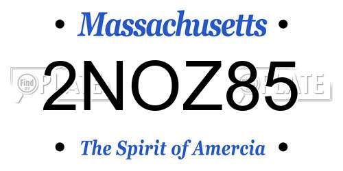 2NOZ85 Massachusetts License Plate