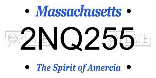 2NQ255 Massachusetts License Plate