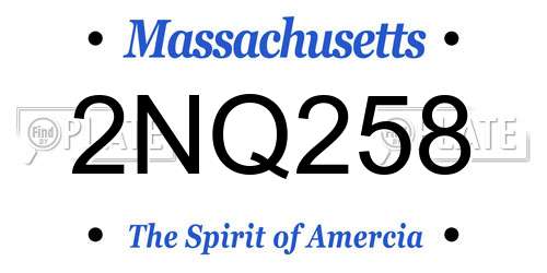 2NQ258 Massachusetts License Plate