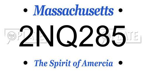 2NQ285 Massachusetts License Plate