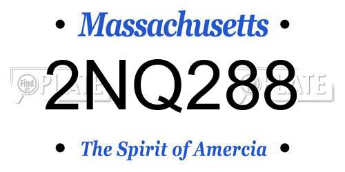2NQ288 Massachusetts License Plate