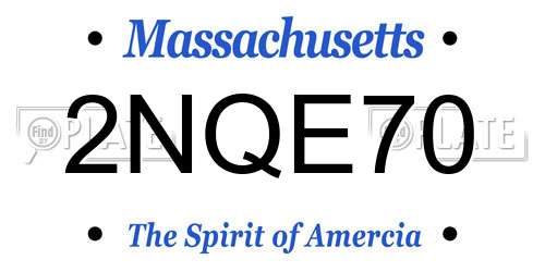 2NQE70 Massachusetts License Plate