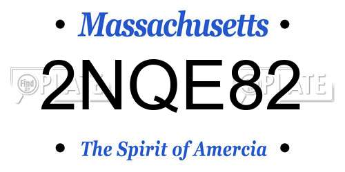 2NQE82 Massachusetts License Plate