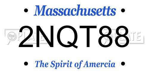 2NQT88 Massachusetts License Plate