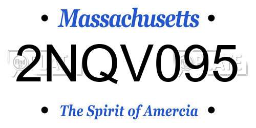 2NQV095 Massachusetts License Plate