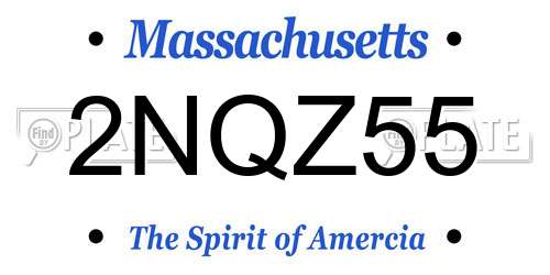 2NQZ55 Massachusetts License Plate