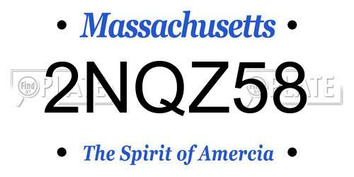 2NQZ58 Massachusetts License Plate