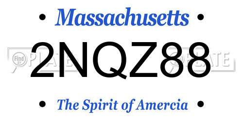 2NQZ88 Massachusetts License Plate