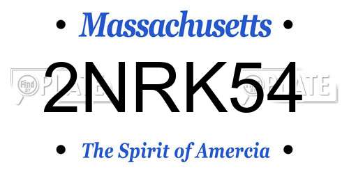 2NRK54 Massachusetts License Plate