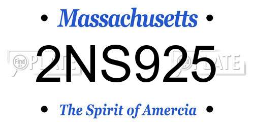 2NS925 Massachusetts License Plate
