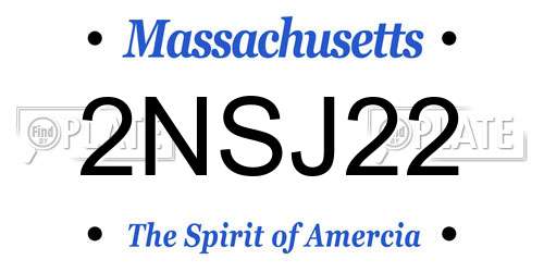 2NSJ22 Massachusetts License Plate