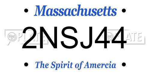 2NSJ44 Massachusetts License Plate