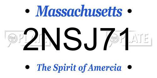 2NSJ71 Massachusetts License Plate