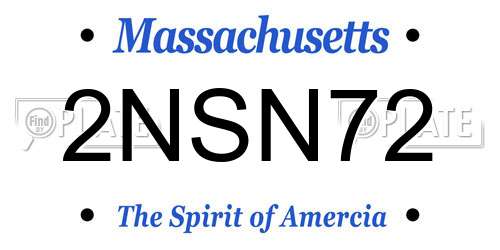 2NSN72 Massachusetts License Plate