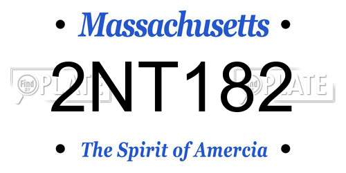 2NT182 Massachusetts License Plate