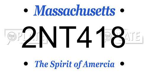 2NT418 Massachusetts License Plate