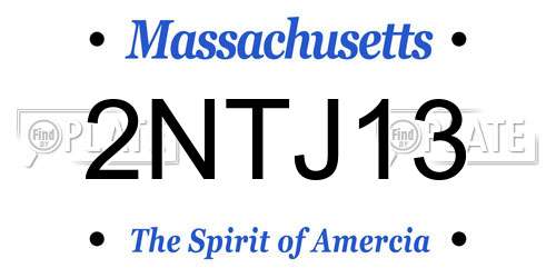 2NTJ13 Massachusetts License Plate