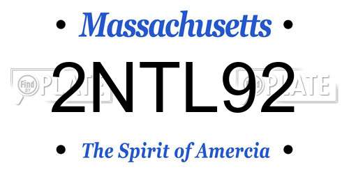2NTL92 Massachusetts License Plate