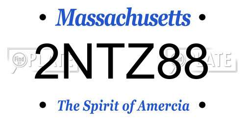 2NTZ88 Massachusetts License Plate