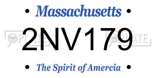 2NV179 Massachusetts License Plate