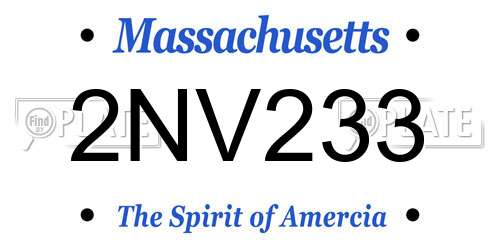 2NV233 Massachusetts License Plate