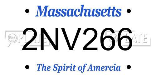 2NV266 Massachusetts License Plate