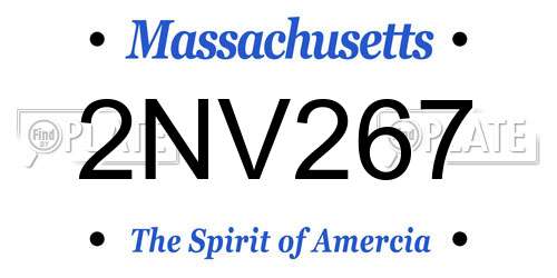 2NV267 Massachusetts License Plate