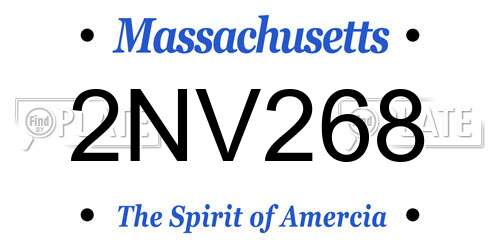 2NV268 Massachusetts License Plate