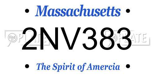 2NV383 Massachusetts License Plate