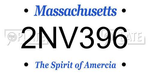 2NV396 Massachusetts License Plate