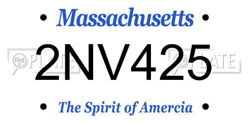 2NV425 Massachusetts License Plate