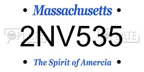 2NV535 Massachusetts License Plate