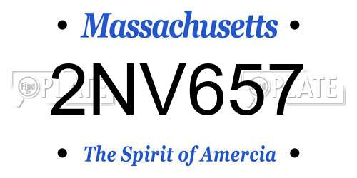 2NV657 Massachusetts License Plate