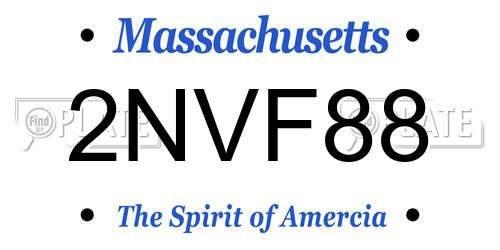 2NVF88 Massachusetts License Plate