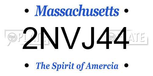 2NVJ44 Massachusetts License Plate