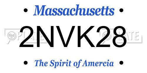 2NVK28 Massachusetts License Plate