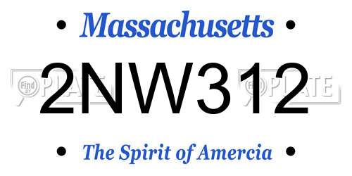 2NW312 Massachusetts License Plate
