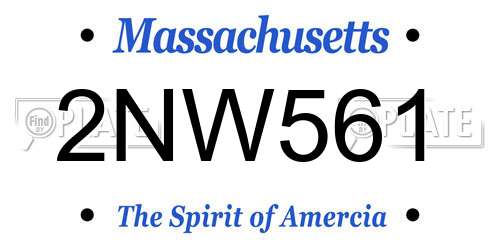 2NW561 Massachusetts License Plate